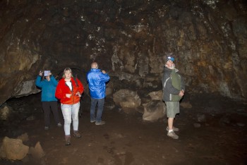 Exploring the cave.